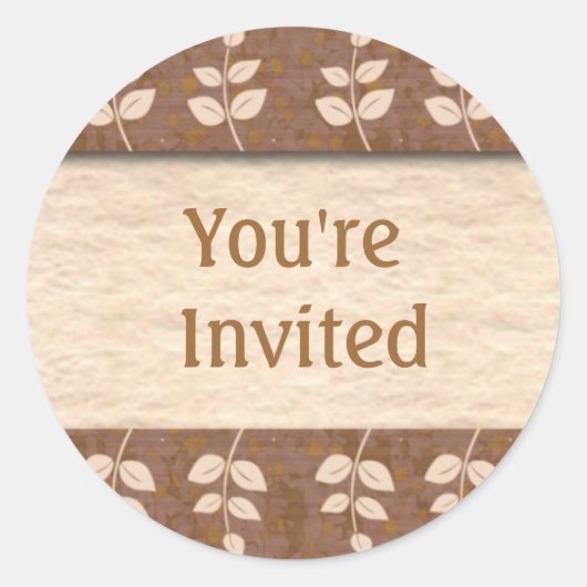Brown Vous êtes Invité Enveloppe Stickers Rond Sti (Devant)