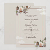 Brown White Rustic Wedding Party Invitation (Devant / Derrière)