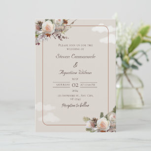 Brown White Rustic Wedding Party Invitation