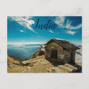 Brown Wooden House in Chandrashila Tungnath India Briefkaart