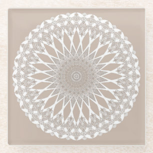 Brown Wool Tristyns Mandala Glazen Onderzetter