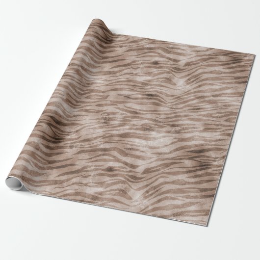 Brown Zebra Print Cadeaupapier (Uitgerold)