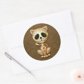Brown Zombie Sugar Kitten Ronde Sticker (Envelop)