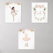 Brownette ballerina monogram meisjeskamer muurkunst sets (Voorkant)