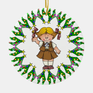 Brownie Blonde Hair Tree Wreath Keramisch Ornament