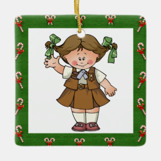Brownie Brunette Green Lijst Candycanes Keramisch Ornament