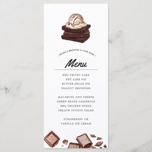 Brownie et gâteau cuire | Menu thématique (Devant)