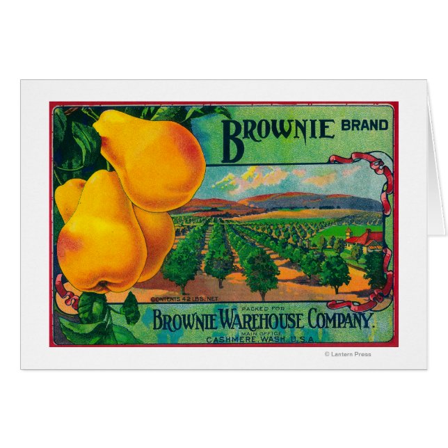 Brownie Pear Crate LabelCashmere, WA (Voorkant Horizontaal)