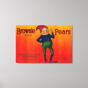 Brownie Pear-label Canvas Afdruk