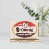 brownie root bière étiquette carte postale (Debout devant)