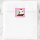 Brownie Sundae Vierkante Sticker (Tas)