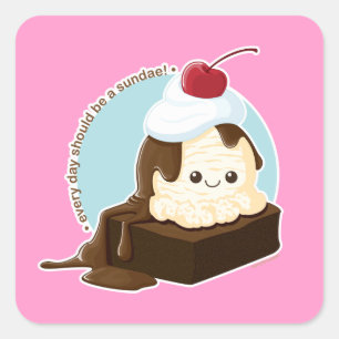 Brownie Sundae Vierkante Sticker