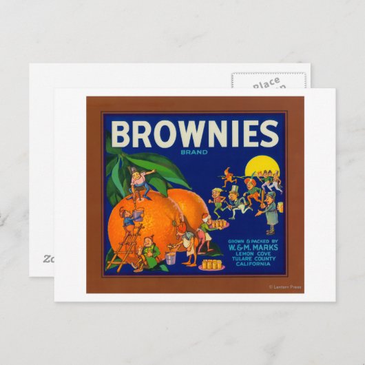 Brownies merk Citrus Crate Label Briefkaart (Voorkant / Achterkant)