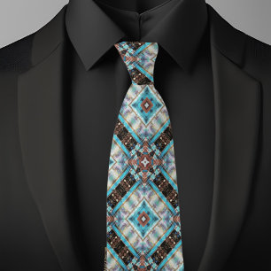 Browns and Pastels Diamond and X Motif Cravate