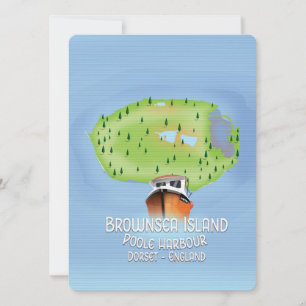 Brownsea Island map, Poole, dorset, Engeland.