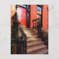 Brownstone van Greenwich Village met rode deur