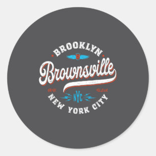 Brownsville Brooklyn New York Retro Vintage Druif Ronde Sticker