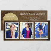 Browntone Triple-fotokaarten voor Afstuderen Kaart (Voorkant / Achterkant)