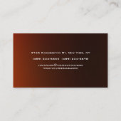 Browny Orange Red Monogram Carte de visite unique (Dos)