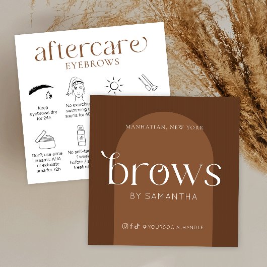 Brows Aftercare Kaarten Modern Boho Terracotta Vierkante Visitekaartje