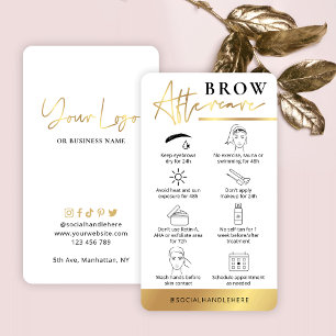 Brows Aftercare White & Gold Salon Instructions Visitekaartje