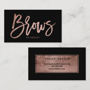 Brows elegant faux roos gold typografie zwart visitekaartje