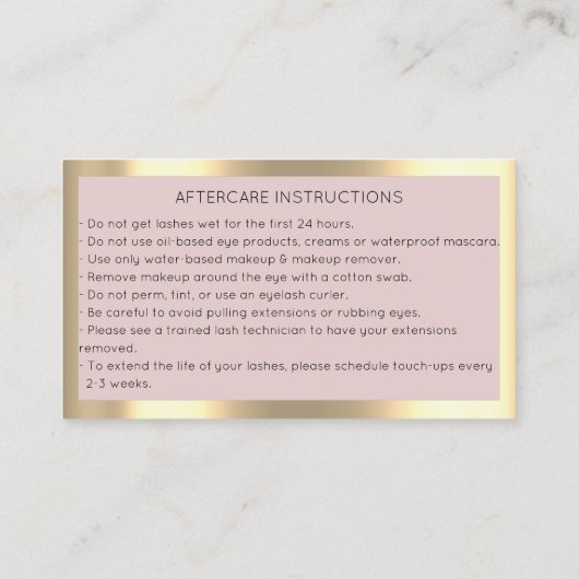 Brows Eyelash Microblade Qr Code Aftercare Roos Visitekaartje (Achterkant)