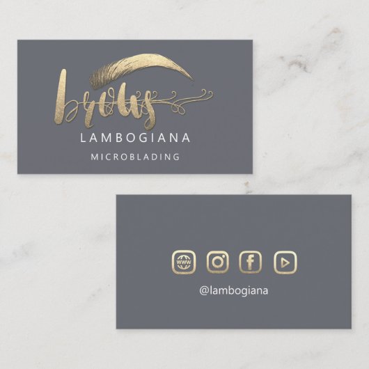 Brows Golden Logo Microblading Social Media Roky Visitekaartje (Voorkant / Achterkant)