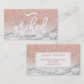Brows logo typografie roos goud glitter marmer visitekaartje (Voorkant / Achterkant)
