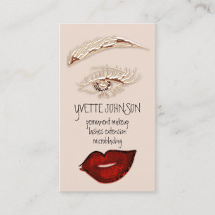 Brows Makeup Logo QRCode Logo Red Lip Gold Eyelash Visitekaartje