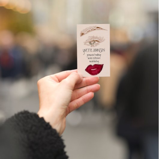 Brows Makeup QRCode Logo Red Lips Skinny Eyelash Visitekaartje