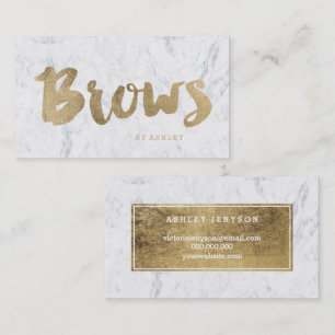 Brows modern faux gold typografie marmer visitekaartje