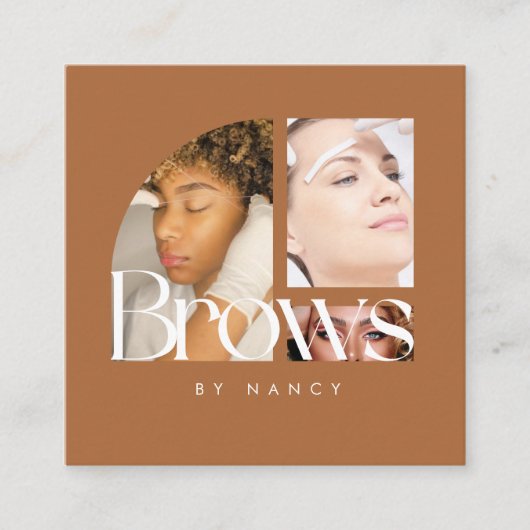 Brows Photo Collage Terracotta Vierkante Visitekaartje (Voorkant)