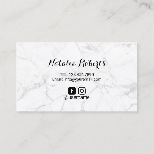 Brows Typography Eyebrow Salon Microblading Marble Visitekaartje (Achterkant)
