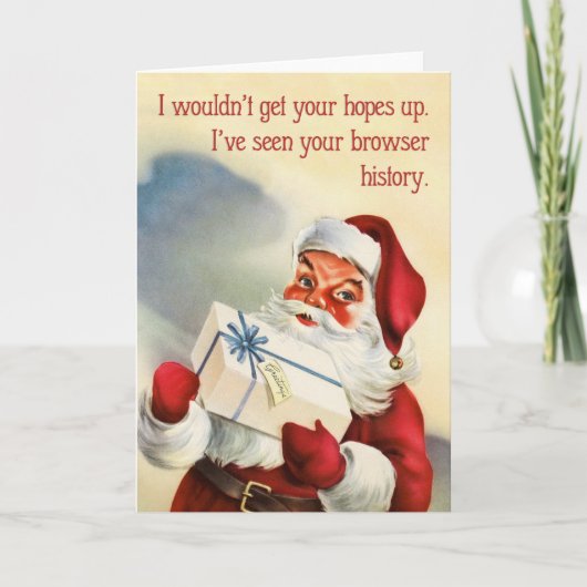 Browser Geschiedenis - grappige vintage-kerstkaart Feestdagen Kaart (Voorkant)