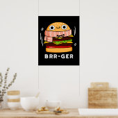 Brr-ger Funny Freezing Burger Pun Dark BG Poster (Keuken)