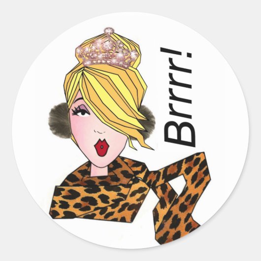 "Brr" Het is koud buiten DIVA Ronde Sticker (Voorkant)