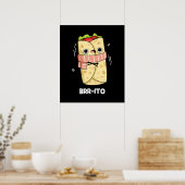 Brr-ito Grappige Vrieskou Burrito Pun Donker BG Poster (Keuken)