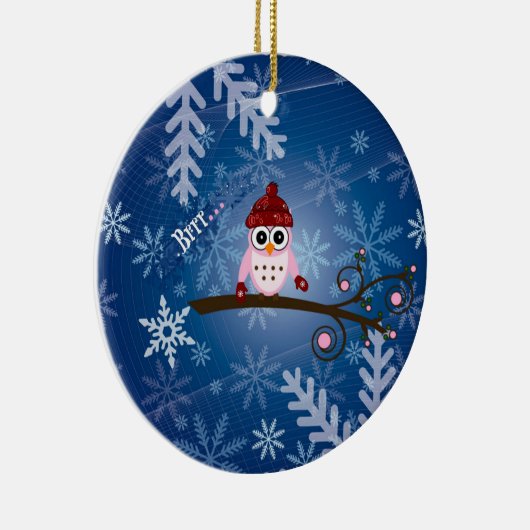 Brr... Roze boomkorren, Snowflake Design Keramisch Ornament (Rechts)