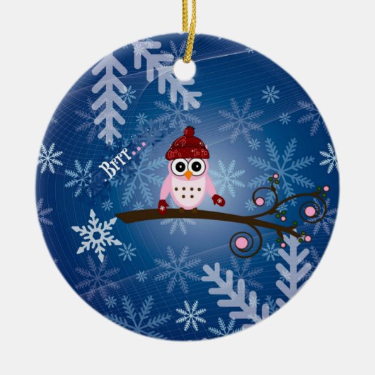 Brr... Roze boomkorren, Snowflake Design Keramisch Ornament (Voorkant)