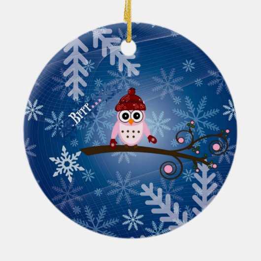 Brr... Roze boomkorren, Snowflake Design Keramisch Ornament (Achterkant)
