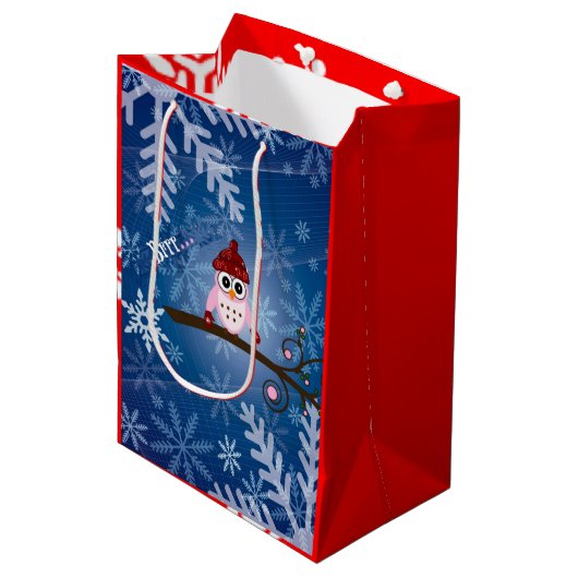 Brr... Roze boomkorren, Snowflake Design Medium Cadeauzakje (Voorkant Gekanteld)