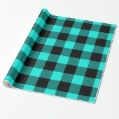 Brt Aqua Black Huge Buffalo Pset Lumberj Tartan Cadeaupapier (Uitgerold)