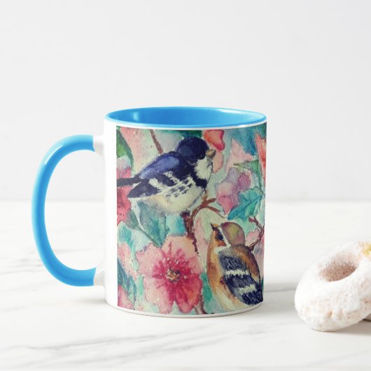 Bruants printaniers peignant la Mug (Avec donut)