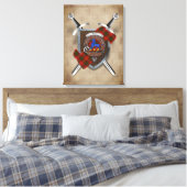 Bruce Clan Badge Crossed Swords Canvas Print (Insitu (Slaapkamer))