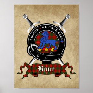 Bruce Clan Badge & Tartan 8,5x11 Poster