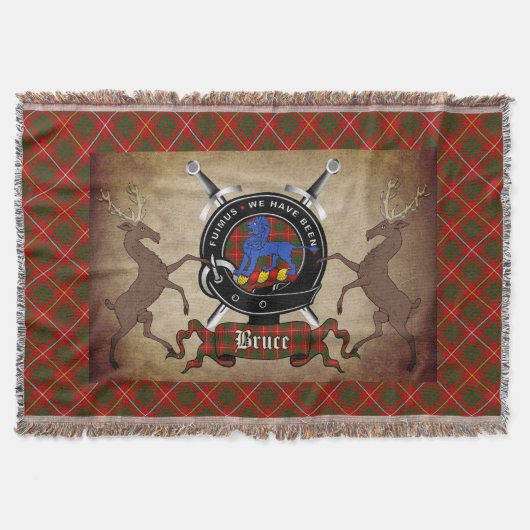 Bruce Clan Badge & Tartan Gooi Deken (Voorkant)
