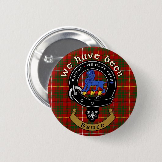 Bruce Clan Badge & Tartan Ronde Button 5,7 Cm (Voorkant /achterkant)