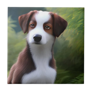 Bruce De Border Collie Puppy, Keramische Tegel Tegeltje