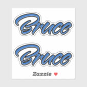 Bruce Nom autocollant Stickerset bleu (Feuille)